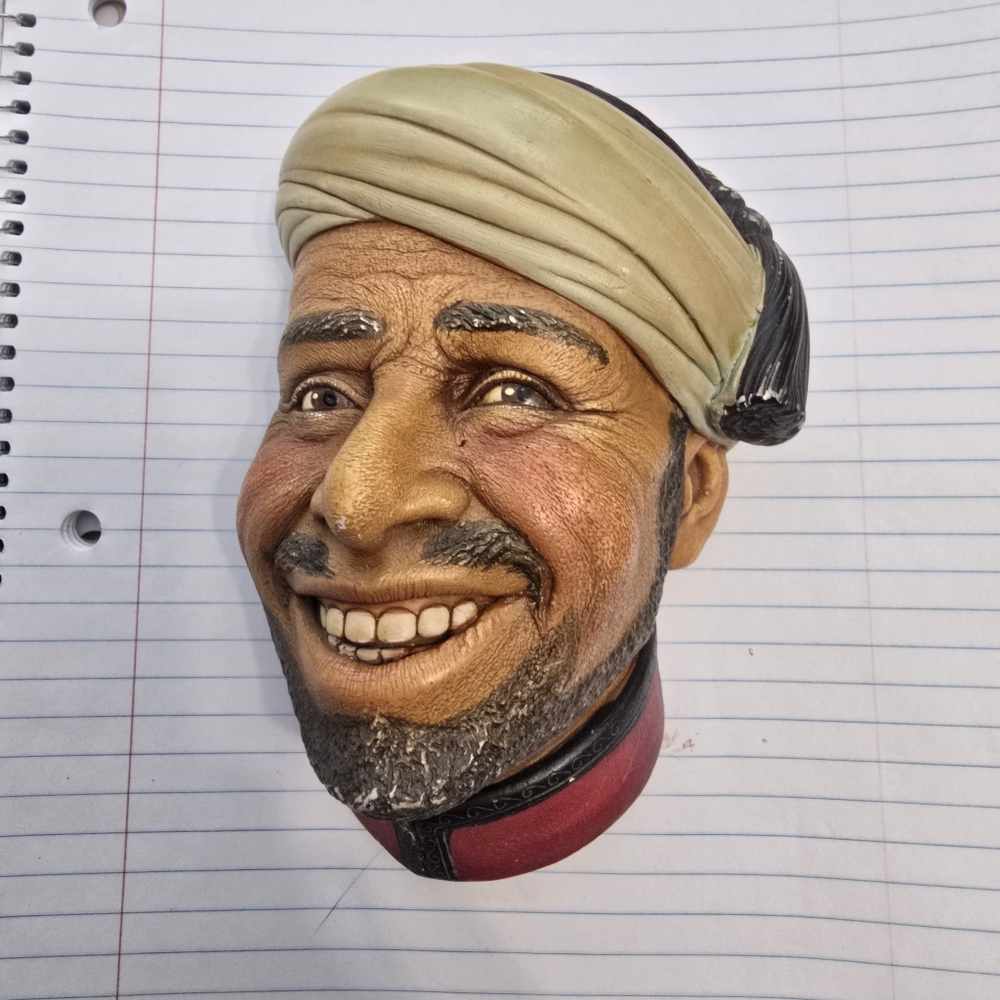 Vintage Legend Chalkware Mongol Man Head 6" Authentic